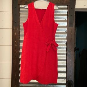 Madewell Texture and Thread faux wrap dress orange small